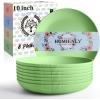 imageHomienly 10 inch Wheat Straw Dinner Plates Set of 8  Alternative to Plastic Microwave ampamp Dishwasher Safe Unbreakable Kids Plates with 4 Colors Classic BrightLight GreenTexture