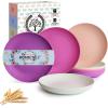 imageHomienly 10 inch Wheat Straw Dinner Plates Set of 8  Alternative to Plastic Microwave ampamp Dishwasher Safe Unbreakable Kids Plates with 4 Colors Classic BrightPink Flower Series