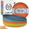imageHomienly 10 inch Wheat Straw Dinner Plates Set of 8  Alternative to Plastic Microwave ampamp Dishwasher Safe Unbreakable Kids Plates with 4 Colors Classic BrightClassic Bright