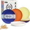 imageHomienly 10 inch Wheat Straw Dinner Plates Set of 8  Alternative to Plastic Microwave ampamp Dishwasher Safe Unbreakable Kids Plates with 4 Colors Classic BrightMondrian Series