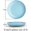 imageHomienly 10 inch Wheat Straw Dinner Plates Set of 8  Alternative to Plastic Microwave ampamp Dishwasher Safe Unbreakable Kids Plates with 4 Colors Classic BrightMemphis Series