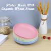imageHomienly 10 inch Wheat Straw Dinner Plates Set of 8  Alternative to Plastic Microwave ampamp Dishwasher Safe Unbreakable Kids Plates with 4 Colors Classic BrightFresh Light