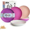 imageHomienly 10 inch Wheat Straw Dinner Plates Set of 8  Alternative to Plastic Microwave ampamp Dishwasher Safe Unbreakable Kids Plates with 4 Colors Classic BrightPink Flower Series