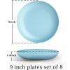 imageHomienly 10 inch Wheat Straw Dinner Plates Set of 8  Alternative to Plastic Microwave ampamp Dishwasher Safe Unbreakable Kids Plates with 4 Colors Classic BrightMemphis Series