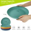 imageHomienly 10 inch Wheat Straw Dinner Plates Set of 8  Alternative to Plastic Microwave ampamp Dishwasher Safe Unbreakable Kids Plates with 4 Colors Classic BrightClassic Bright