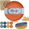 imageHomienly 10 inch Wheat Straw Dinner Plates Set of 8  Alternative to Plastic Microwave ampamp Dishwasher Safe Unbreakable Kids Plates with 4 Colors Classic BrightClassic Bright