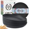 imageHomienly 10 inch Wheat Straw Dinner Plates Set of 8  Alternative to Plastic Microwave ampamp Dishwasher Safe Unbreakable Kids Plates with 4 Colors Classic BrightBlack
