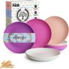 imageHomienly 10 inch Wheat Straw Dinner Plates Set of 8  Alternative to Plastic Microwave ampamp Dishwasher Safe Unbreakable Kids Plates with 4 Colors Classic BrightPink Flower Series