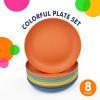 imageHomienly 10 inch Wheat Straw Dinner Plates Set of 8  Alternative to Plastic Microwave ampamp Dishwasher Safe Unbreakable Kids Plates with 4 Colors Classic BrightClassic Bright