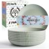 imageHomienly 10 inch Wheat Straw Dinner Plates Set of 8  Alternative to Plastic Microwave ampamp Dishwasher Safe Unbreakable Kids Plates with 4 Colors Classic BrightLight GreyTexture