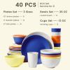 imageHomienly 40Piece Wheat Straw Dinnerware Sets Unbreakable Reusable Dinnerware Set Service for 8 Kitchen Cups Plates and Bowls Set Dishwasher Microwave Safe Dishes Set for Camping Party  MondrianMondrian Series