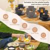 imageHomienly 40Piece Wheat Straw Dinnerware Sets Unbreakable Reusable Dinnerware Set Service for 8 Kitchen Cups Plates and Bowls Set Dishwasher Microwave Safe Dishes Set for Camping Party  MondrianGrey Stone