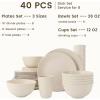 imageHomienly 40Piece Wheat Straw Dinnerware Sets Unbreakable Reusable Dinnerware Set Service for 8 Kitchen Cups Plates and Bowls Set Dishwasher Microwave Safe Dishes Set for Camping Party  MondrianBeige