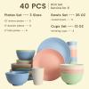 imageHomienly 40Piece Wheat Straw Dinnerware Sets Unbreakable Reusable Dinnerware Set Service for 8 Kitchen Cups Plates and Bowls Set Dishwasher Microwave Safe Dishes Set for Camping Party  MondrianMulti Light