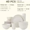 imageHomienly 40Piece Wheat Straw Dinnerware Sets Unbreakable Reusable Dinnerware Set Service for 8 Kitchen Cups Plates and Bowls Set Dishwasher Microwave Safe Dishes Set for Camping Party  MondrianWhite