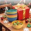 imageHomienly Large Salad Bowls Large Soup Bowls Set of 8Wheat Straw BowlsServing Bowl Set for Wedding Parties 60 Oz Big Bowl for Kitchen Salad Soup Microwave and Dishwasher SafeMulti ColorMulticolorMatte