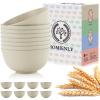 imageHomienly Large Salad Bowls Large Soup Bowls Set of 8Wheat Straw BowlsServing Bowl Set for Wedding Parties 60 Oz Big Bowl for Kitchen Salad Soup Microwave and Dishwasher SafeMulti ColorBeige