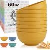 imageHomienly Large Salad Bowls Large Soup Bowls Set of 8Wheat Straw BowlsServing Bowl Set for Wedding Parties 60 Oz Big Bowl for Kitchen Salad Soup Microwave and Dishwasher SafeMulti ColorYellow