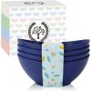 imageHomienly Wheat Straw Bowls Set Serving Bowls Plastic Bowls Reusable 26oz Microwave ampamp Dishwasher Safe Cereal Bowls Unbreakable for CerealSaladFruitSoup Bowls Modern Color4 PCSDark Blue