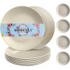 imageHomienly Wheat Straw Dinner Plates Set of 8 10 Inch Microwave and Dishwasher Safe Unbreakable Kids Plates 4 Colors Multi MS 01Beige