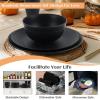 imageHomienly Wheat Straw Dinnerware Sets 20pcs Lightweight Unbreakable Dinnerware Microwave Dishwasher Safe Bowls Cups Forks Spoons setPerfect for Camping Outdoor Beige40pcs Black