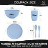 imageHomienly Wheat Straw Dinnerware Sets 20pcs Lightweight Unbreakable Dinnerware Microwave Dishwasher Safe Bowls Cups Forks Spoons setPerfect for Camping Outdoor BeigeMulticolorLight