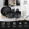imageHomienly Wheat Straw Dinnerware Sets 20pcs Lightweight Unbreakable Dinnerware Microwave Dishwasher Safe Bowls Cups Forks Spoons setPerfect for Camping Outdoor BeigeMatte Black