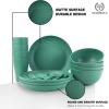 imageHomienly Wheat Straw Dinnerware Sets 20pcs Lightweight Unbreakable Dinnerware Microwave Dishwasher Safe Bowls Cups Forks Spoons setPerfect for Camping Outdoor BeigeGreen