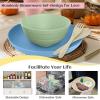 imageHomienly Wheat Straw Dinnerware Sets 20pcs Lightweight Unbreakable Dinnerware Microwave Dishwasher Safe Bowls Cups Forks Spoons setPerfect for Camping Outdoor BeigeMulticolorLight