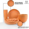 imageHomienly Wheat Straw Dinnerware Sets 20pcs Lightweight Unbreakable Dinnerware Microwave Dishwasher Safe Bowls Cups Forks Spoons setPerfect for Camping Outdoor BeigeOrange