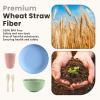 imageHomienly Wheat Straw Dinnerware Sets 20pcs Lightweight Unbreakable Dinnerware Microwave Dishwasher Safe Bowls Cups Forks Spoons setPerfect for Camping Outdoor BeigeMulticolorLight