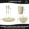 imageHomienly Wheat Straw Dinnerware Sets 20pcs Lightweight Unbreakable Dinnerware Microwave Dishwasher Safe Bowls Cups Forks Spoons setPerfect for Camping Outdoor BeigeBeige