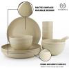imageHomienly Wheat Straw Dinnerware Sets 20pcs Lightweight Unbreakable Dinnerware Microwave Dishwasher Safe Bowls Cups Forks Spoons setPerfect for Camping Outdoor BeigeBeige