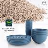 imageHomienly Wheat Straw Dinnerware Sets 20pcs Lightweight Unbreakable Dinnerware Microwave Dishwasher Safe Bowls Cups Forks Spoons setPerfect for Camping Outdoor BeigeBlue