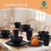imageHomienly Wheat Straw Dinnerware Sets 20pcs Lightweight Unbreakable Dinnerware Microwave Dishwasher Safe Bowls Cups Forks Spoons setPerfect for Camping Outdoor Beige40pcs Black