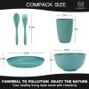 imageHomienly Wheat Straw Dinnerware Sets 20pcs Lightweight Unbreakable Dinnerware Microwave Dishwasher Safe Bowls Cups Forks Spoons setPerfect for Camping Outdoor BeigeMulticolor