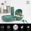 imageHomienly Wheat Straw Dinnerware Sets 20pcs Lightweight Unbreakable Dinnerware Microwave Dishwasher Safe Bowls Cups Forks Spoons setPerfect for Camping Outdoor BeigeGreen