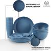 imageHomienly Wheat Straw Dinnerware Sets 20pcs Lightweight Unbreakable Dinnerware Microwave Dishwasher Safe Bowls Cups Forks Spoons setPerfect for Camping Outdoor BeigeBlue