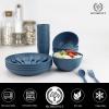 imageHomienly Wheat Straw Dinnerware Sets 20pcs Lightweight Unbreakable Dinnerware Microwave Dishwasher Safe Bowls Cups Forks Spoons setPerfect for Camping Outdoor BeigeBlue