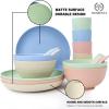 imageHomienly Wheat Straw Dinnerware Sets 20pcs Lightweight Unbreakable Dinnerware Microwave Dishwasher Safe Bowls Cups Forks Spoons setPerfect for Camping Outdoor BeigeMulticolorLight