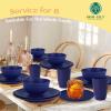 imageHomienly Wheat Straw Dinnerware Sets 20pcs Lightweight Unbreakable Dinnerware Microwave Dishwasher Safe Bowls Cups Forks Spoons setPerfect for Camping Outdoor Beige40pcs Blue