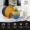 imageHomienly Wheat Straw Dinnerware Sets 20pcs Lightweight Unbreakable Dinnerware Microwave Dishwasher Safe Bowls Cups Forks Spoons setPerfect for Camping Outdoor BeigeMulticolor