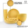 imageHomienly Wheat Straw Dinnerware Sets 20pcs Lightweight Unbreakable Dinnerware Microwave Dishwasher Safe Bowls Cups Forks Spoons setPerfect for Camping Outdoor BeigeYellow