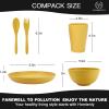 imageHomienly Wheat Straw Dinnerware Sets 20pcs Lightweight Unbreakable Dinnerware Microwave Dishwasher Safe Bowls Cups Forks Spoons setPerfect for Camping Outdoor BeigeYellow