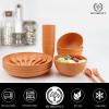 imageHomienly Wheat Straw Dinnerware Sets 20pcs Lightweight Unbreakable Dinnerware Microwave Dishwasher Safe Bowls Cups Forks Spoons setPerfect for Camping Outdoor BeigeOrange