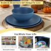 imageHomienly Wheat Straw Dinnerware Sets 20pcs Lightweight Unbreakable Dinnerware Microwave Dishwasher Safe Bowls Cups Forks Spoons setPerfect for Camping Outdoor Beige40pcs Multi Color