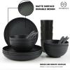 imageHomienly Wheat Straw Dinnerware Sets 20pcs Lightweight Unbreakable Dinnerware Microwave Dishwasher Safe Bowls Cups Forks Spoons setPerfect for Camping Outdoor BeigeMatte Black