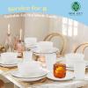 imageHomienly Wheat Straw Dinnerware Sets 20pcs Lightweight Unbreakable Dinnerware Microwave Dishwasher Safe Bowls Cups Forks Spoons setPerfect for Camping Outdoor Beige40pcs Ivory White