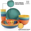 imageHomienly Wheat Straw Dinnerware Sets 20pcs Lightweight Unbreakable Dinnerware Microwave Dishwasher Safe Bowls Cups Forks Spoons setPerfect for Camping Outdoor BeigeMulticolor