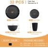 imageHomienly Wheat Straw Plates and Bowls Sets Dishes Set for 8 Wheat Straw Dinnerware Set for Kitchen 32Piece  Deep Plates Sets Cereal Bowls with Drinking Cups Microwave and Dishwasher Safe BlackBlack
